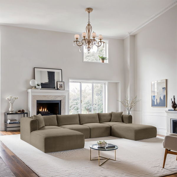 Shaggy - Fabric 6 Piece Modular Sectional With 2 Ottomans