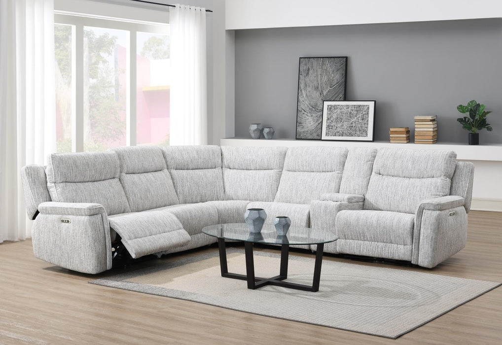 U19 - 6 Piece Power Reclining Sectional With Power Headrest - White
