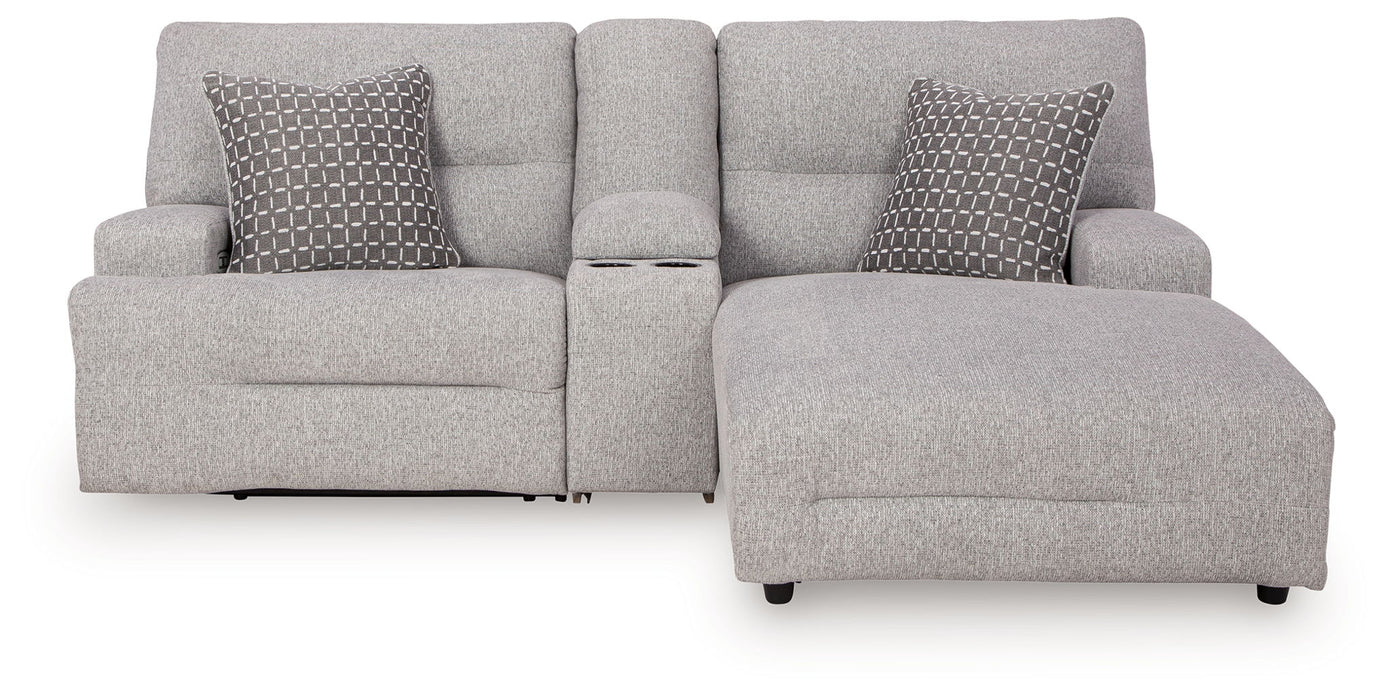 Acklen Place - 4 Pc. - 3-Piece Power Reclining Sectional Sofa With Raf Chaise, Wide Seat Power Recliner - Pewter - Stylish Home Furniture