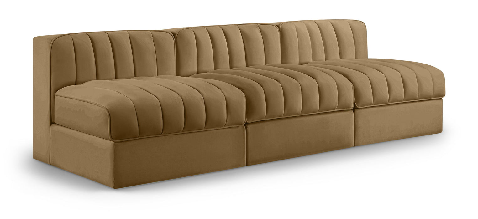 Rummi - Velvet Performance Fabric Upholstered 3 Piece Modular Armless Sofa - Stylish Home Furniture