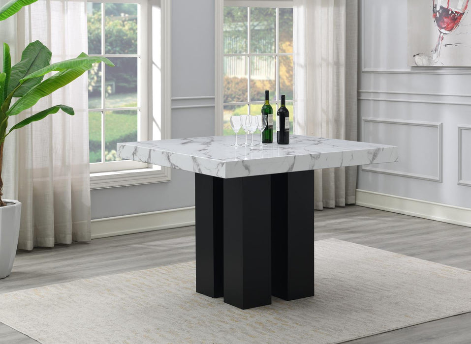 D130 - Faux Marble Counter Table - White