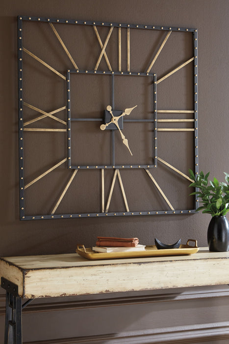 Thames - Wall Clock - Black / Gold Finish - Stylish Home Furniture