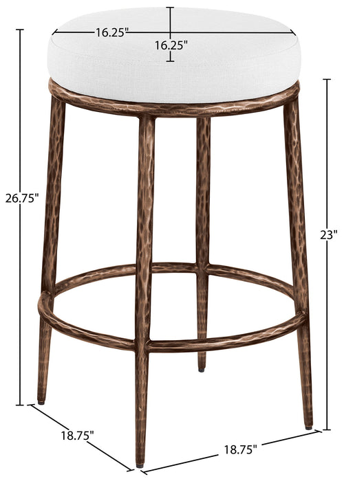Ferro - Upholstered Backless Counter Stool With Brushed Bronze Base