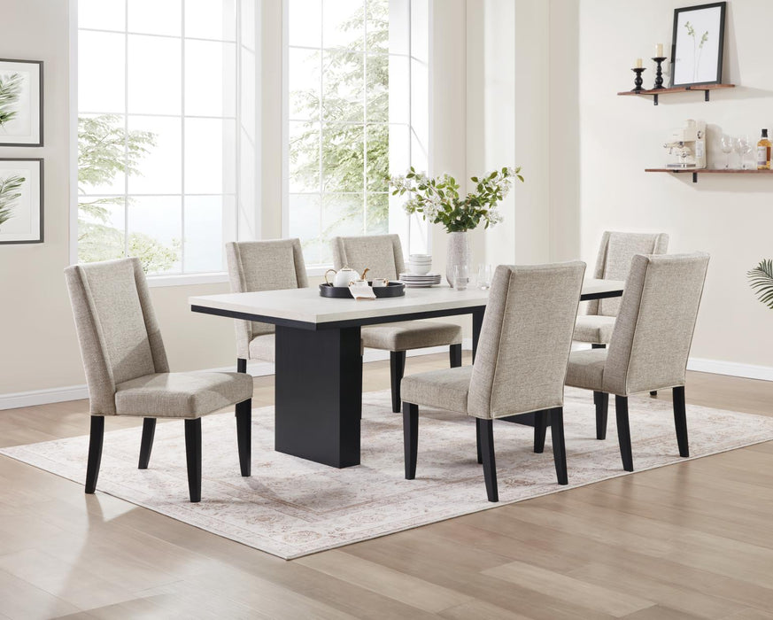 D120 - Melamin Rectangular Dining Table - Black / Ivory