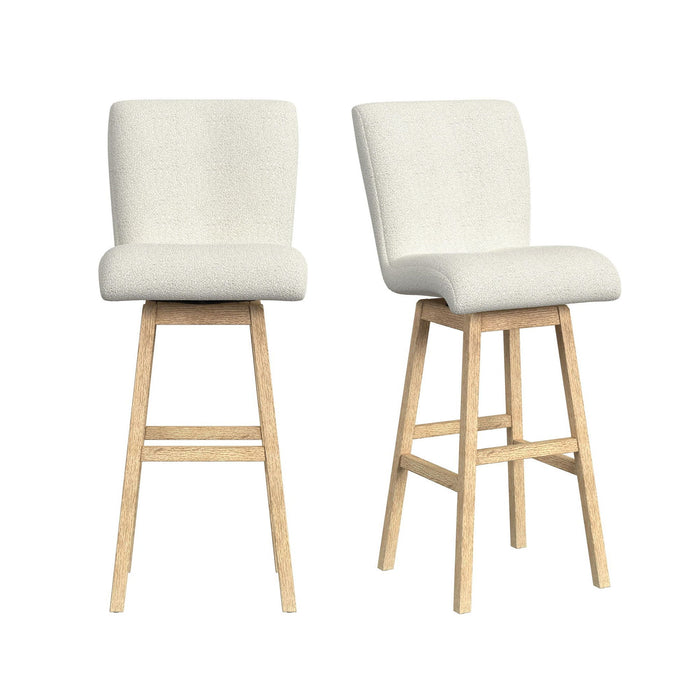 Cambrie - Upholstered Swivel Bar Stool With Boucle (Set of 2) - Beige / Natural - Stylish Home Furniture