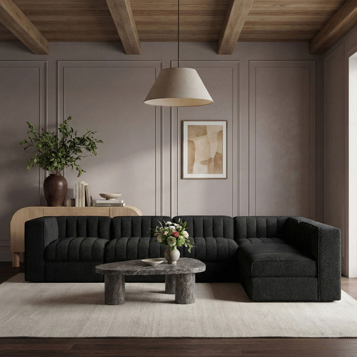 Rummi - Velvet Performance Fabric Upholstered 6 Piece Modular Sectional - Stylish Home Furniture