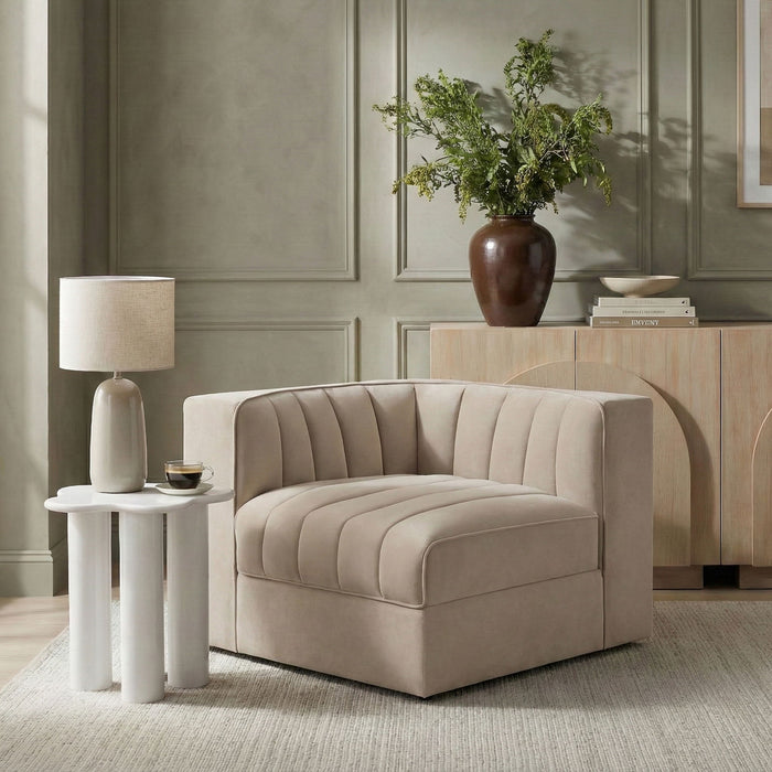 Rummi - Velvet Performance Fabric Upholstered Modular Corner Chair - Stylish Home Furniture