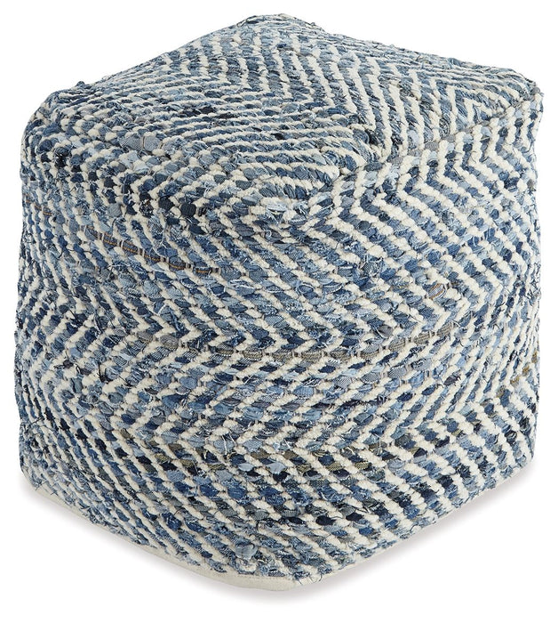 Chevron - Pouf - Blue - Stylish Home Furniture