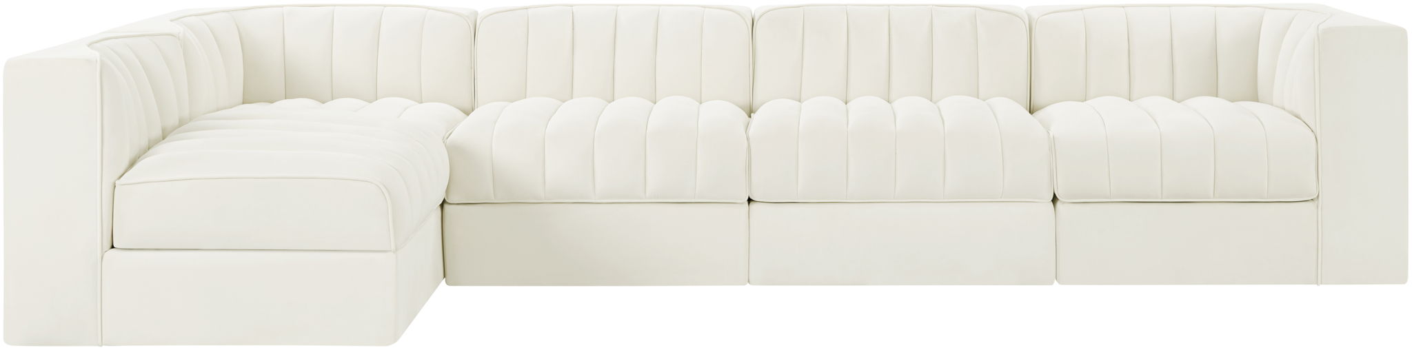 Rummi - Velvet Performance Fabric Upholstered 5 Piece Modular Sectional, L-Shaped (Right) - Stylish Home Furniture
