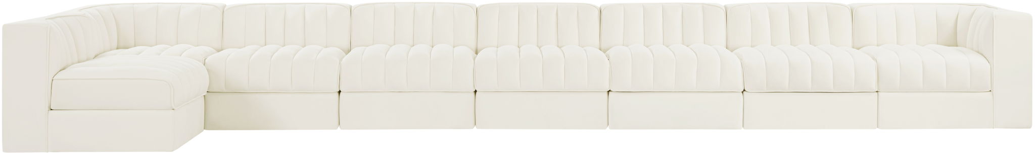 Rummi - Velvet Performance Fabric Upholstered 8 Piece Modular Sectional, L-Shaped (Right) - Stylish Home Furniture