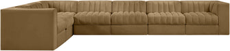 Rummi - Velvet Performance Fabric Upholstered 7 Piece Modular Sectional (With 3 Corner Chairs) - Stylish Home Furniture