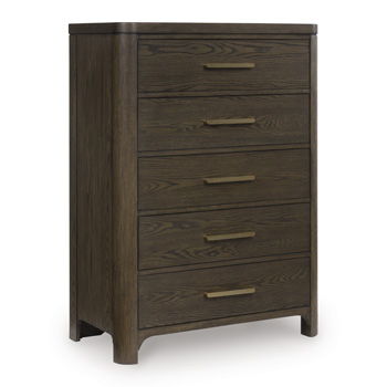 Radkin - Five Drawer Chest - Burnished Brown - Stylish Home Furniture