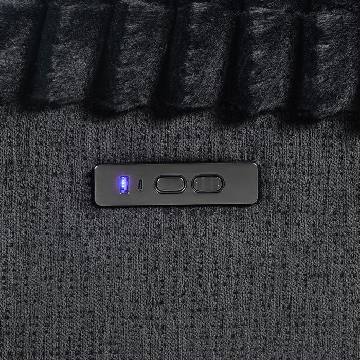 U60 - Corduroy Power 3 Piece Sectional With Bluetooth Speaker, And Wireless Charger - Black