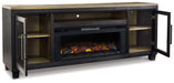 Foyland - 83" TV Stand With Electric Infrared Fireplace Insert - Black / Brown - Stylish Home Furniture