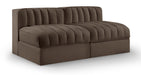 Rummi - Velvet Performance Fabric Upholstered 2 Piece Modular Armless Loveseat - Stylish Home Furniture