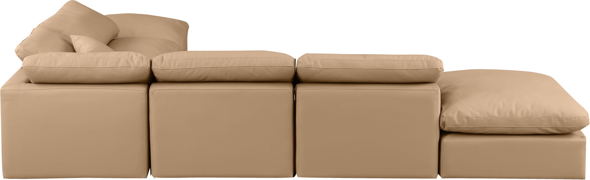 Indulge - Faux Leather 6 Piece Modular Armless Sectional - Tan