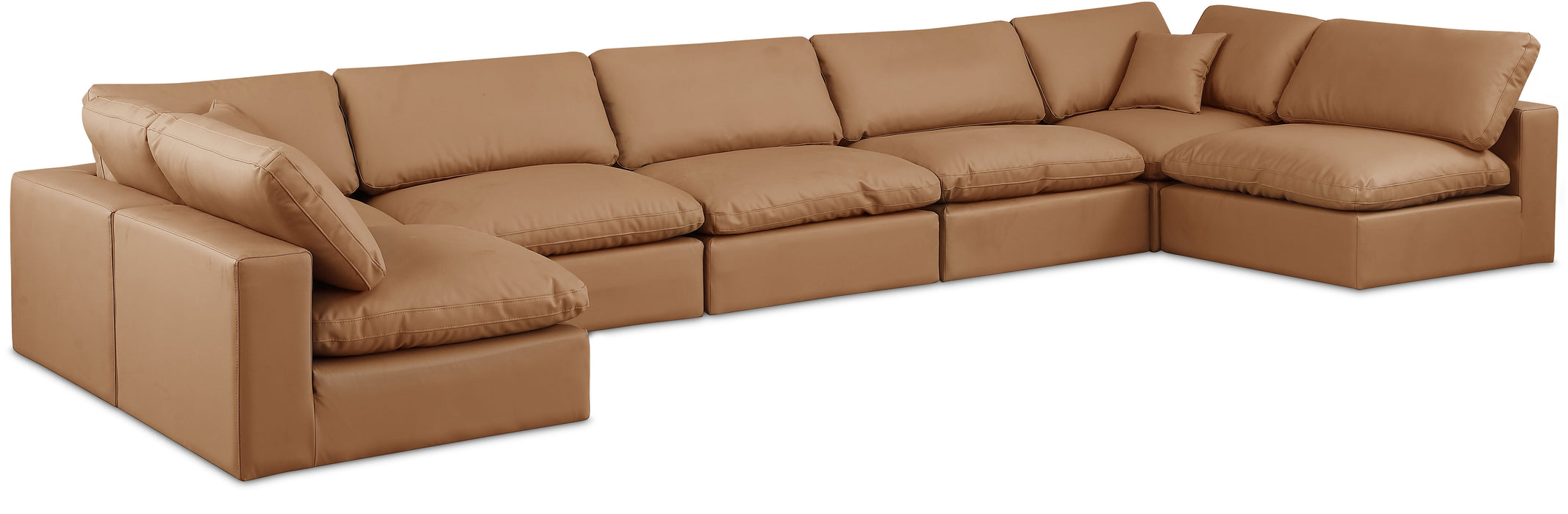 Comfy - 7 Piece Faux Leather Modular Armless Sectional