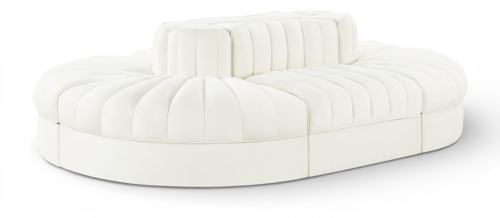 Rummi - Oval Velvet Performance Fabric Upholstered 6 Piece Modular Sectional - Stylish Home Furniture