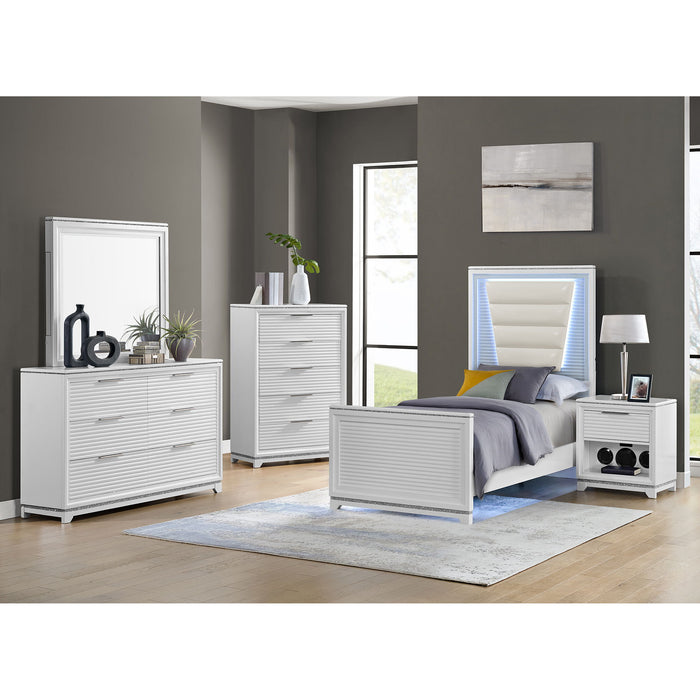 Denmark - 1-Drawer Nightstand With Speaker And USB - White - Stylish Home Furniture
