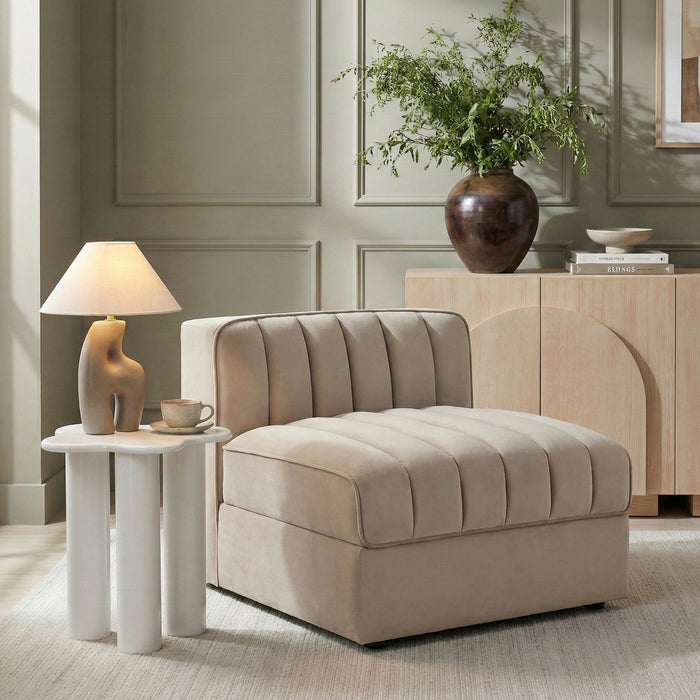 Rummi - Velvet Performance Fabric Upholstered Modular Armless Chair - Stylish Home Furniture