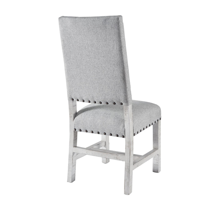 Condesa - Round Dining-White Fabric Back Side Chair (Set of 2) - Distressed White Finish