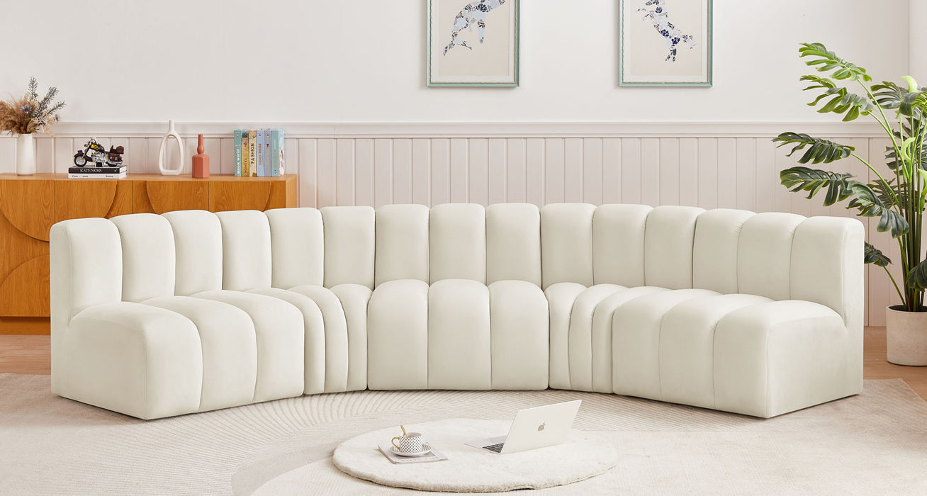 Arc - Velvet 5 Piece U-Shaped Modular Sofa