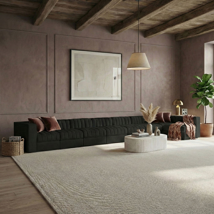 Rummi - Velvet Performance Fabric Upholstered 8 Piece Modular Sectional, L-Shaped (Right) - Stylish Home Furniture