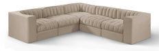 Rummi - Symmetrical Velvet Performance Fabric Upholstered 5 Piece Modular Sectional - Stylish Home Furniture