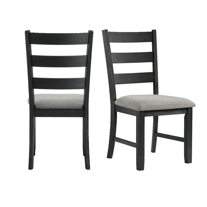 Martin - Dining Side Chair With Gray Fabric (Set of 2) - Black Finish - Stylish Home Furniture