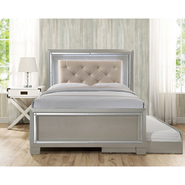 Platinum - Youth Full Platform Bed With Trundle - Сhampagne - Stylish Home Furniture