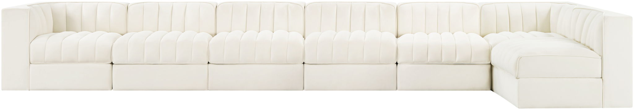 Rummi - Velvet Performance Fabric Upholstered 7 Piece Modular Sectional, L-Shaped (Right) - Stylish Home Furniture