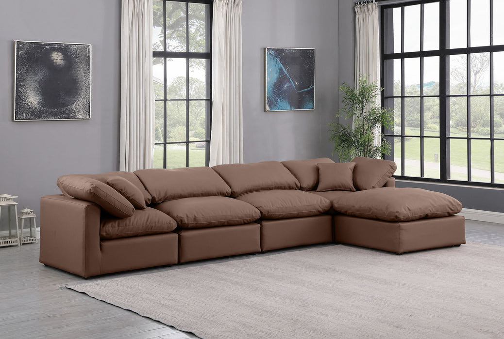 Indulge - Faux Leather 5 Piece Modular Sectional With Chaise