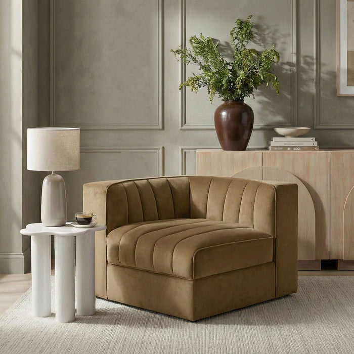 Rummi - Velvet Performance Fabric Upholstered Modular Corner Chair - Stylish Home Furniture