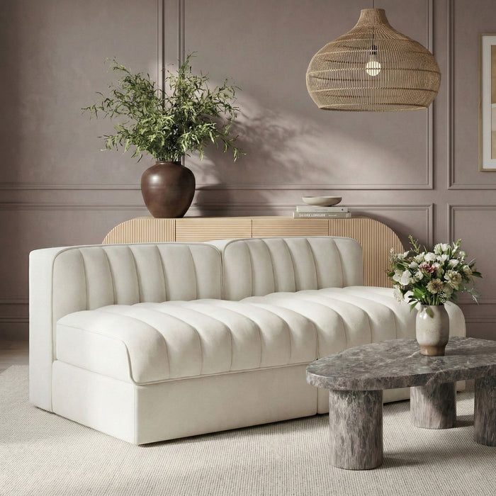 Rummi - Velvet Performance Fabric Upholstered 2 Piece Modular Armless Loveseat - Stylish Home Furniture