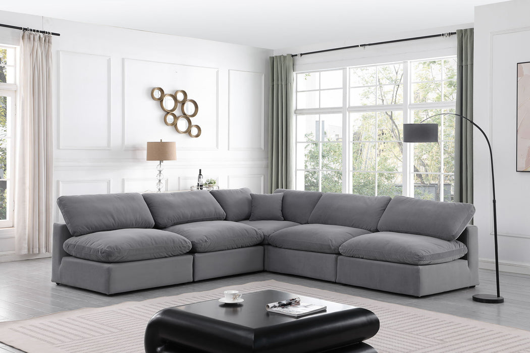 Comfy - 5 Piece Velvet Modular Corner Armless Sectional