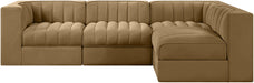 Rummi - Velvet Performance Fabric Upholstered 4 Piece Modular Sectional - Stylish Home Furniture