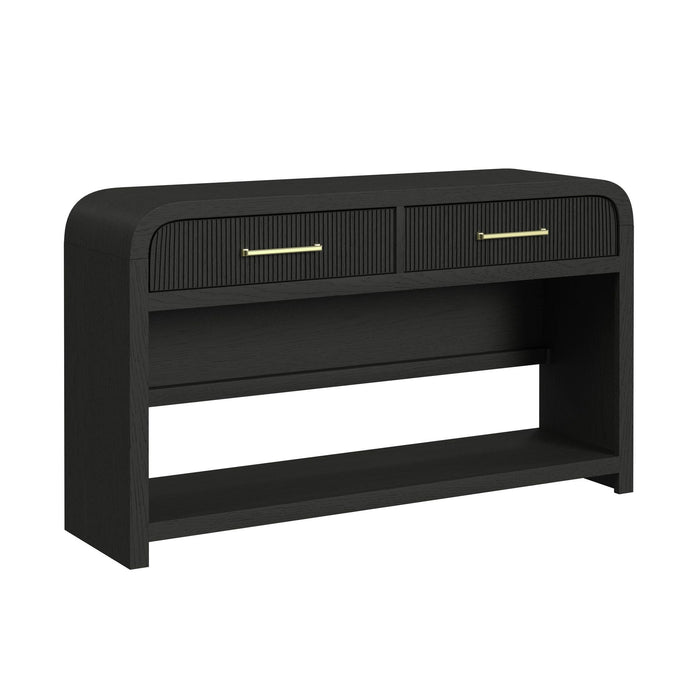 Ridgemont - Sofa Table With Bottom Shelf - Black With Grain - Stylish Home Furniture