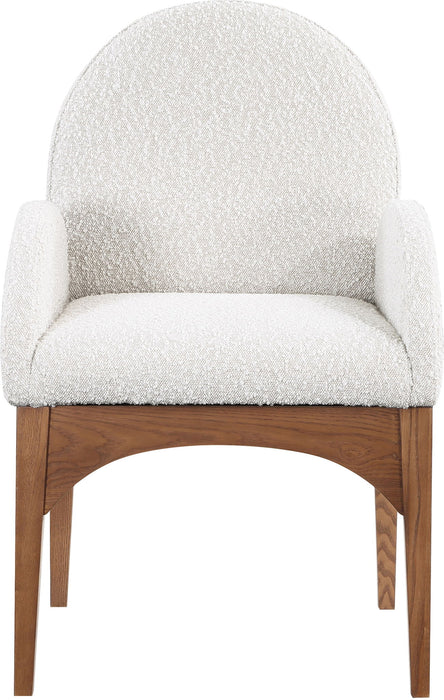 Waldorf - Boucle Dining Arm Chair With Brown Legs