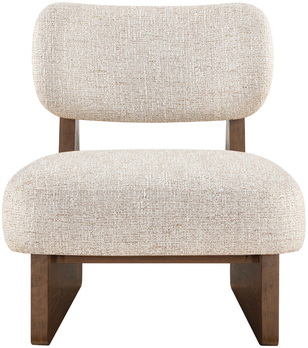 Vetra - Linen Textured Fabric Upholstered Accent Chair With Brown Base - Stylish Home Furniture