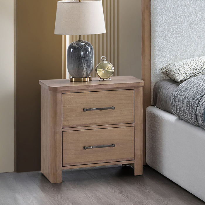 Anika - 2 Drawer Nightstand - Natural / Brown - Stylish Home Furniture