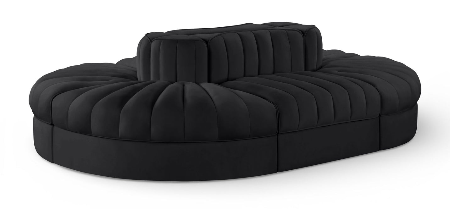 Rummi - Oval Velvet Performance Fabric Upholstered 6 Piece Modular Sectional - Stylish Home Furniture