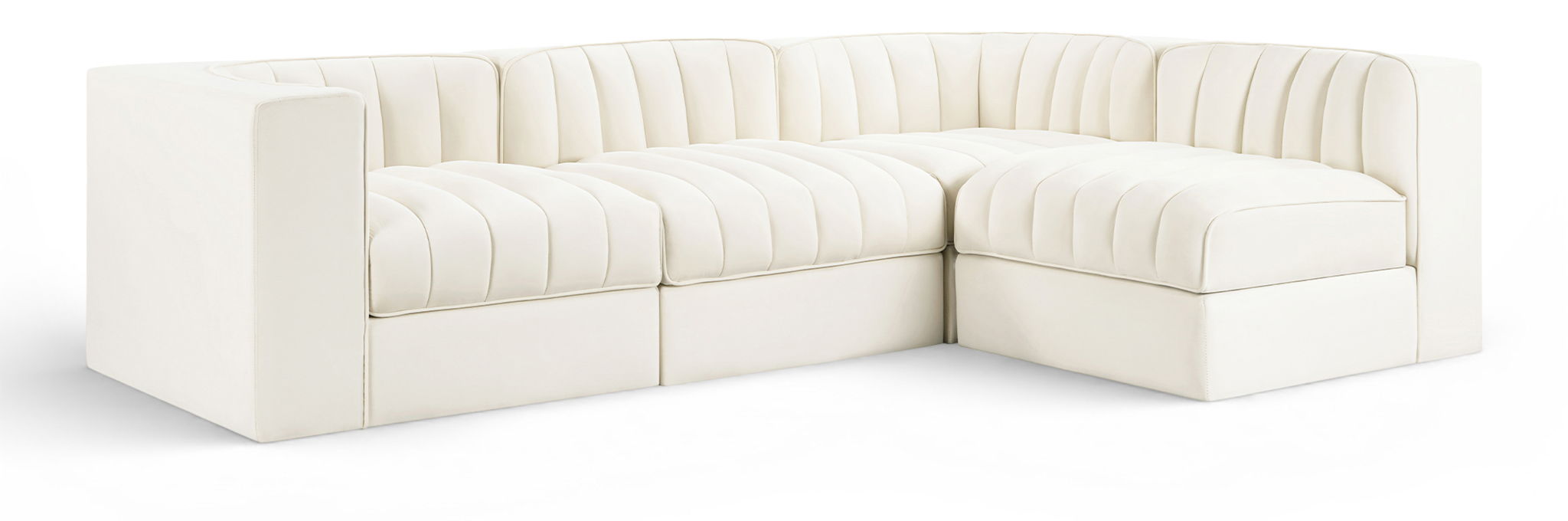 Rummi - Velvet Performance Fabric Upholstered 4 Piece Modular Sectional - Stylish Home Furniture