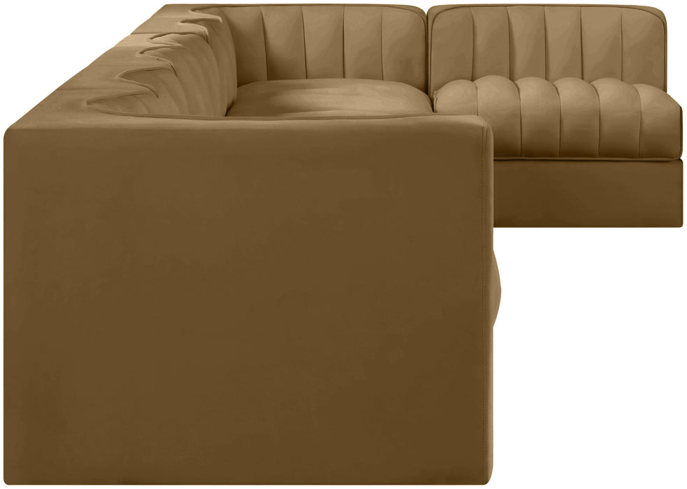 Rummi - Velvet Performance Fabric Upholstered 7 Piece Modular Sectional, L-Shaped (Right) - Stylish Home Furniture