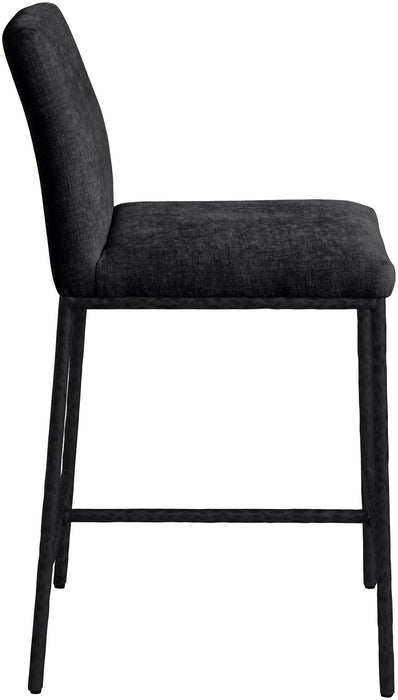 Reeves - Chenille Fabric Upholstered Counter Stool (Set of 2) - Black Base