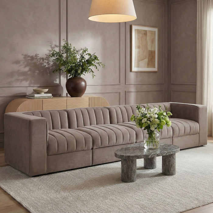 Rummi - Velvet Performance Fabric Upholstered 4 Piece Modular Sofa - Stylish Home Furniture