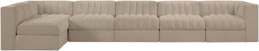 Rummi - Velvet Performance Fabric Upholstered 6 Piece Modular Sectional, L-Shaped (Right) - Stylish Home Furniture