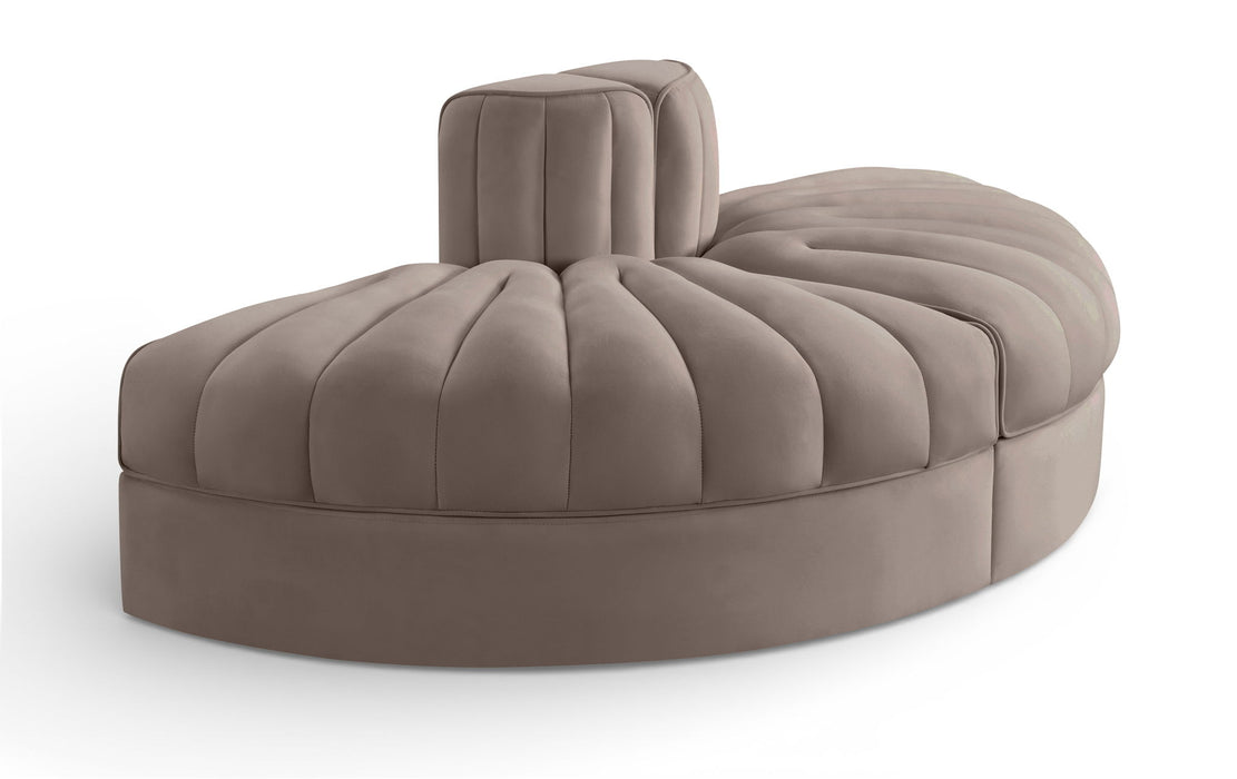 Rummi - Velvet Performance Fabric Upholstered 2 Piece  Rounded Modular Loveseat - Stylish Home Furniture