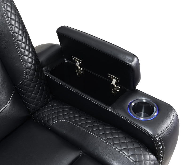 U92 - LED Power Reclining With Power Headrest Chair - Black