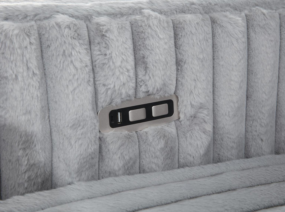 U260 - Corduroy Power Reclining 4 Piece Sectional With 2 Wireless Charger - Gray