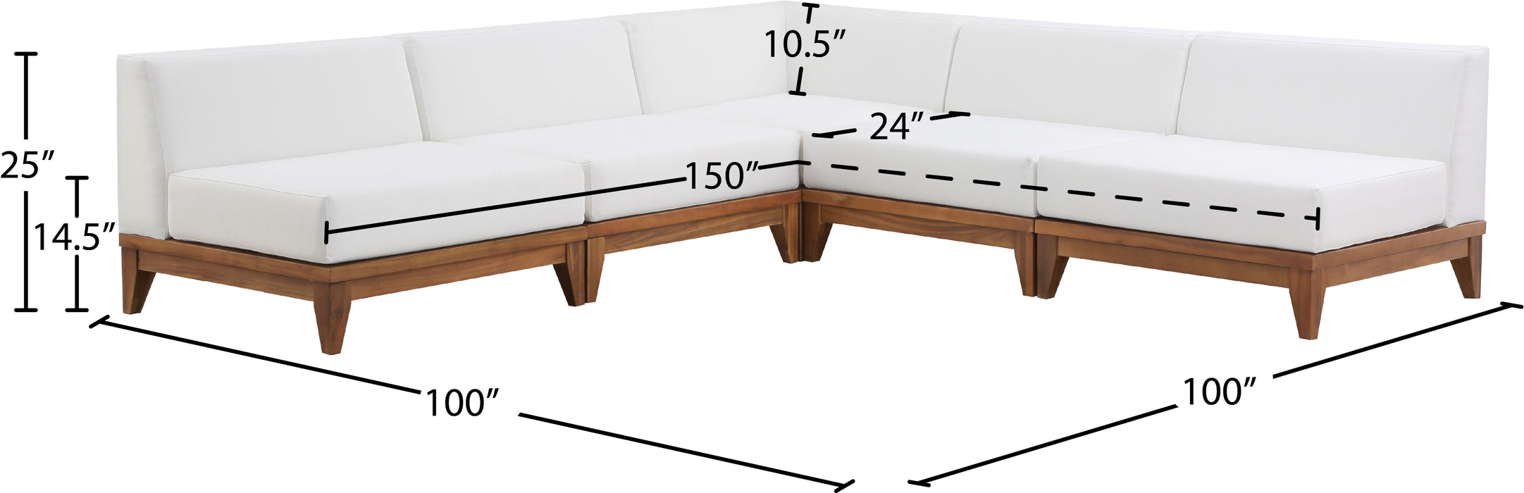 Rio - 5 Piece Modular Sectional - Off White - Fabric